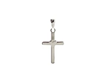 925 Sterling Silver 25mm x 15mm Flat Cross Charm with a Heart Center