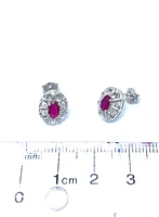 10K White Gold 0.65cttw Genuine Ruby and 0.08cttw Diamond Earrings