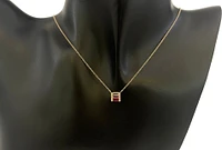 14K Yellow Gold Ruby, Pink Sapphire, White Topaz and Diamond Necklace, 18"