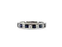 14K White Gold 0.65cttw Genuine Sapphire & 0.39cttw Diamonds Ring, size 6.5