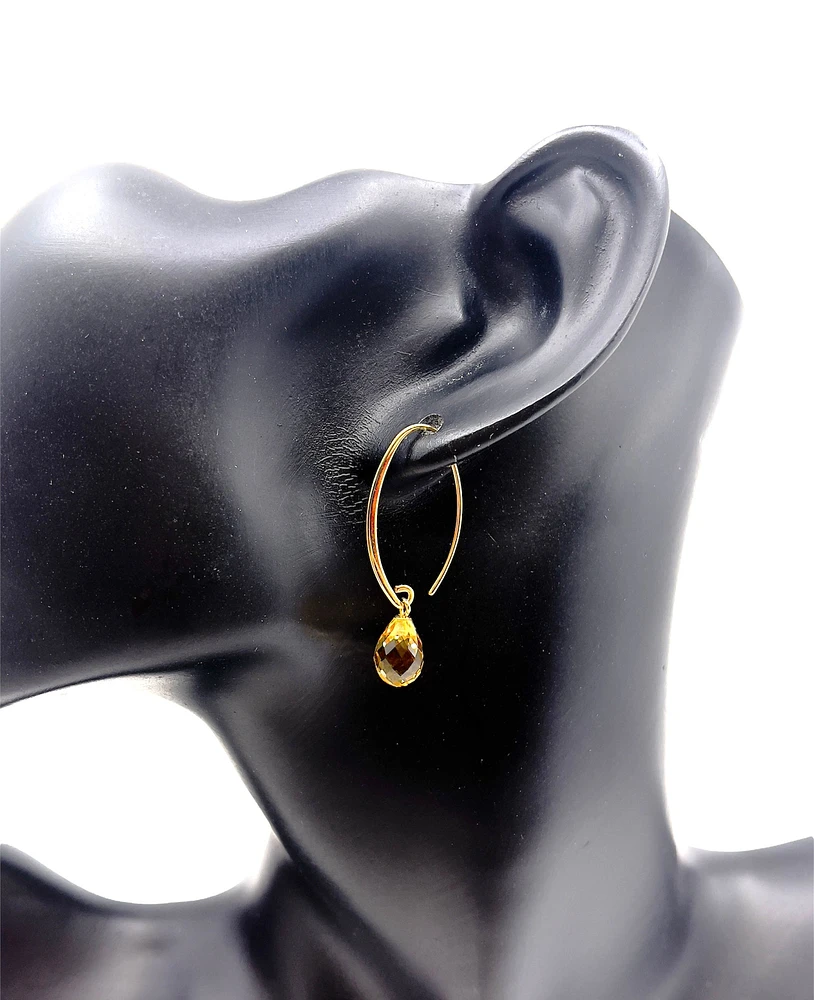 14K Yellow Gold Citrine Earrings 37mm