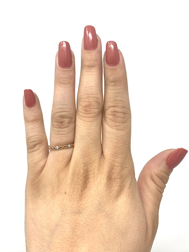 Two-Tone White/Rose Gold and Diamond Ring