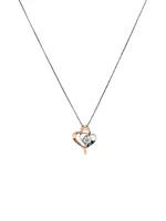 10K Rose Gold & White Gold 0.096cttw Canadian Diamond Heart Pendant, 18"