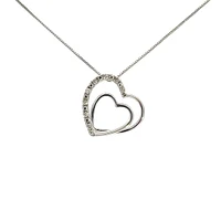 10K White Gold 0.05cttw  Diamond  Heart Pendant, 18"