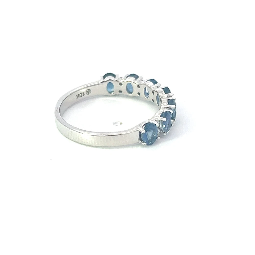 10K White Gold Sapphire & Diamond Ring, size 6.5