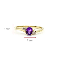 10K Yellow Gold 0.30cttw Genuine Amethyst & 0.01cttw Diamond  Ring, size 6.5