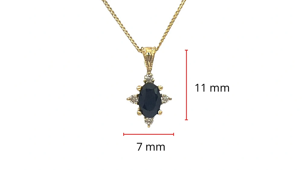 10K Yellow Gold 0.16cttw Sapphire & 0.03cttw Diamond Necklace - 18"