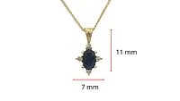 10K Yellow Gold 0.16cttw Sapphire & 0.03cttw Diamond Necklace - 18"