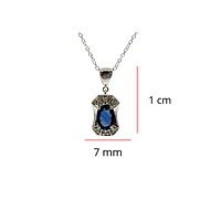 10K White Gold 0.45cttw Blue Sapphire and 0.03cttw Diamond Pendant - 18"