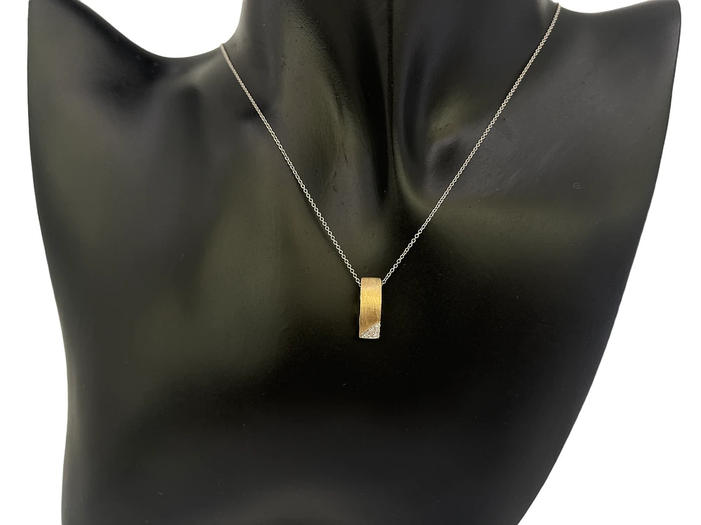 10K Two-Tone Reversible 0.08cttw Diamond Pendant, 18"