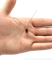 10K White & Yellow Gold Garnet and Diamond Pendant, 18"
