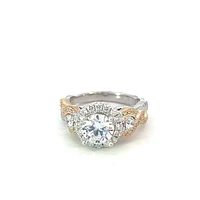 14K Tri Tone Round Brilliant Cut Diamond Ring - Mount Only (No centre diamond) / Gold