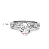 14K White Gold 1.84cttw Diamond Engagement Ring, size 7.5
