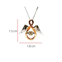 10K Rose Gold & White Gold 0.05cttw Diamond Angel Pendant, 18"