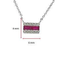 14K White Gold Ruby and Diamond Necklace, 18"