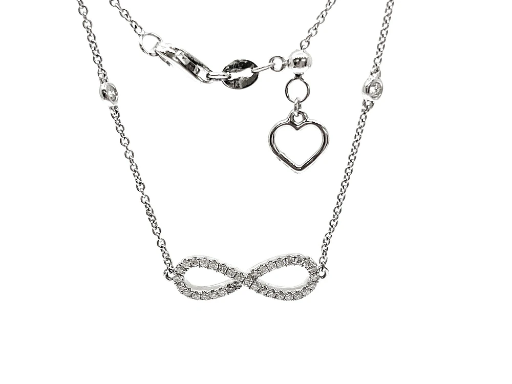 14K White Gold 0.28cttw Infinity Diamond Bracelet - 7 Inches