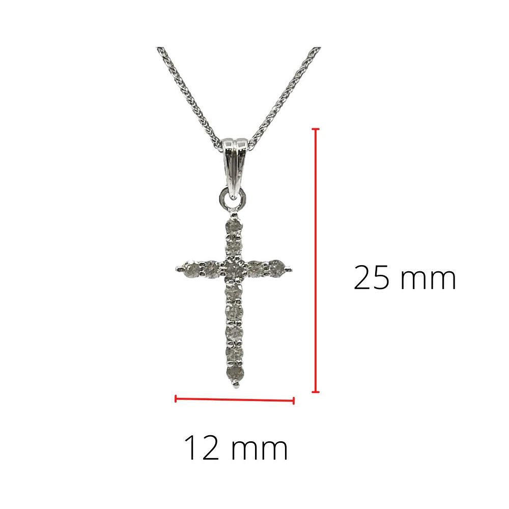 14K White Gold 0.35 cttw Diamond Cross Pendant, 18"