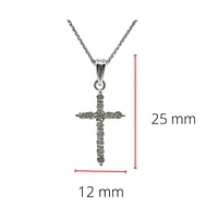 14K White Gold 0.35 cttw Diamond Cross Pendant, 18"