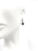 10K White Gold 5mm Cushion Cut Created Alexandrite and 0.01cttw Diamond Earrings