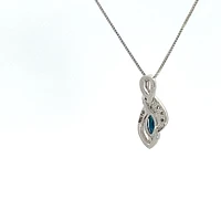 10K White Gold Sapphire and Diamond Pendant - 18"