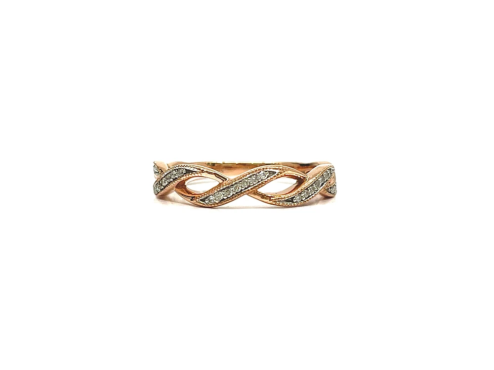 10K Rose Gold 0.095cttw Diamond Ring, size 6.5