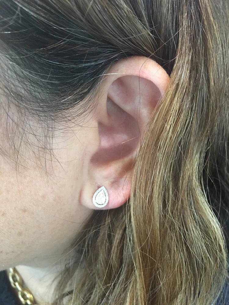 14K White & Rose Gold Two-Tone 0.28cttw Diamond Earrings