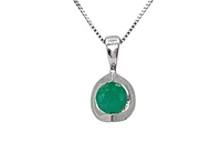 10K White Gold Emerald Pendant, 18"