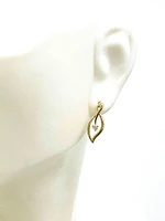 10K Yellow Gold 0.04cttw Diamond Leaf Earrings - 15mm x 6mm