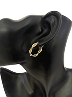 10K 2 Tone Gold 25mm Braided / Woven Earrings