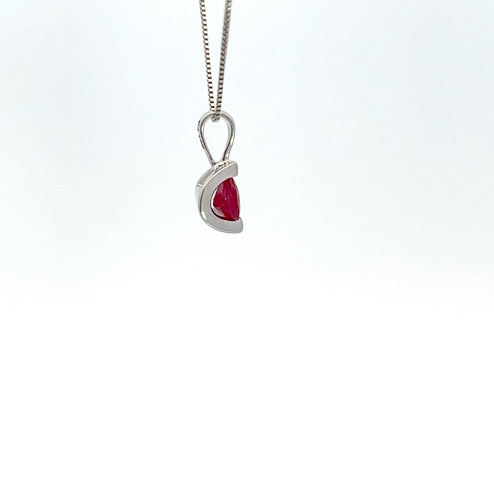 10K White Gold Genuine Ruby Pendant