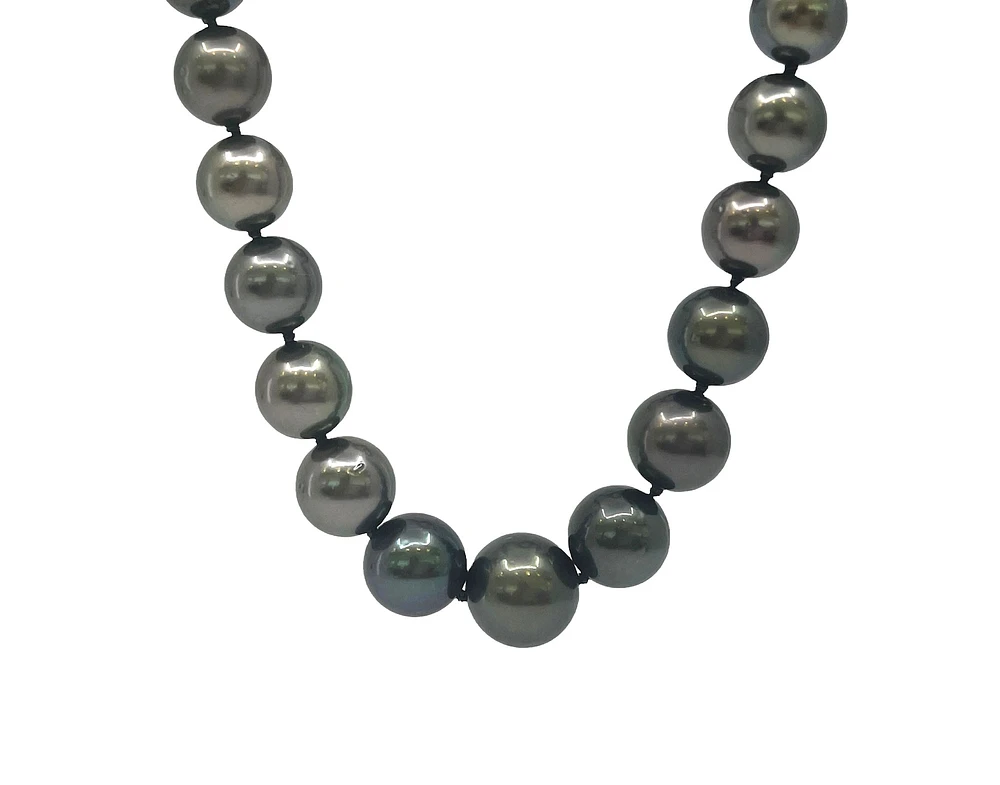 14K White Gold 9-12.3mm Tahitian Pearl Strand - 18"