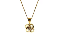 10K Yellow Gold 0.05cttw Canadian Diamond Love Knot Necklace, 18”
