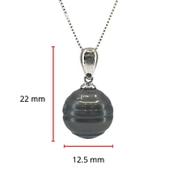 Sterling Silver 12-13mm Tahitian Pearl Pendant - 18"