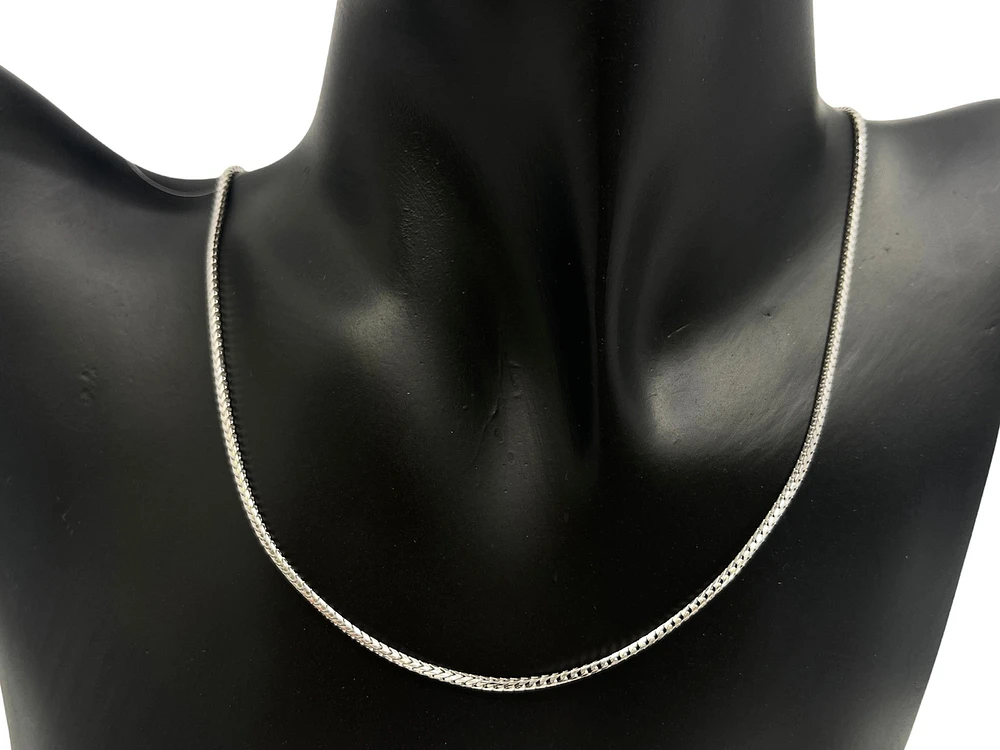 925 Sterling Silver 1.40mm High Rhodium Plated Franco Chain with Lobster Clasp - 18 Inches