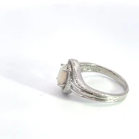 925 Sterling Silver Opal & Diamond Ring - 4.5
