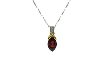 10K White & Yellow Gold Garnet and Diamond Pendant, 18"