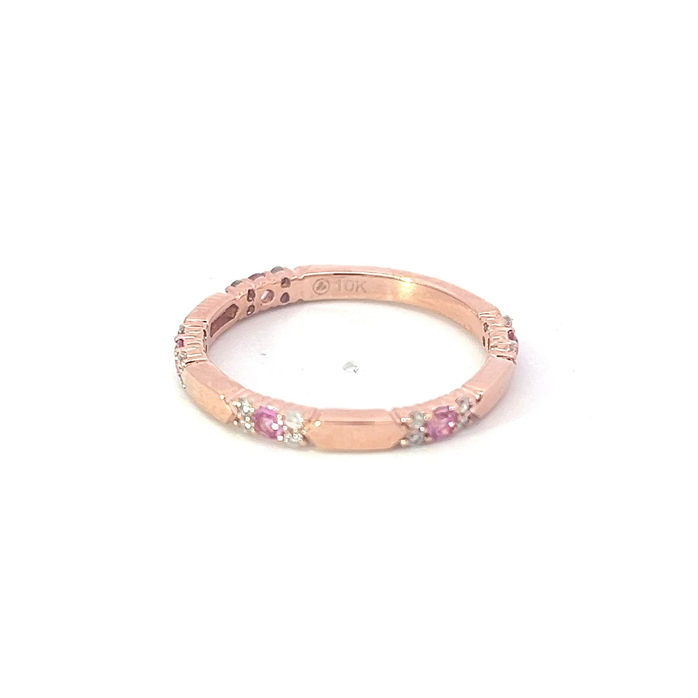 10K Rose Gold Pink Sapphire & Diamond Ring, size 5.75 - 4.5