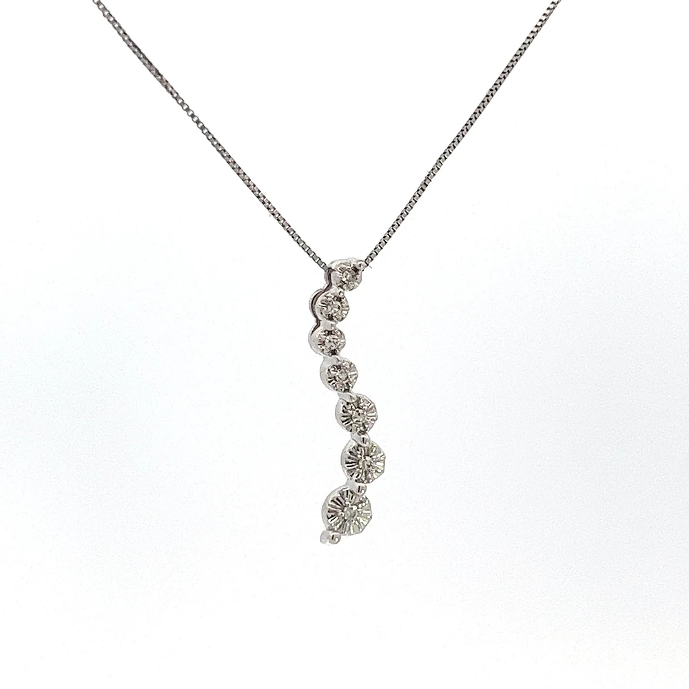 10K White Gold 0.04 cttw Diamond Journey Pendant, 18"