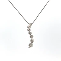 10K White Gold 0.04 cttw Diamond Journey Pendant, 18"
