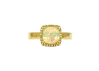 14K Yellow Gold 0.91cttw Opal and 0.09cttw Diamond Halo Ring, 6.5 - / 4.5
