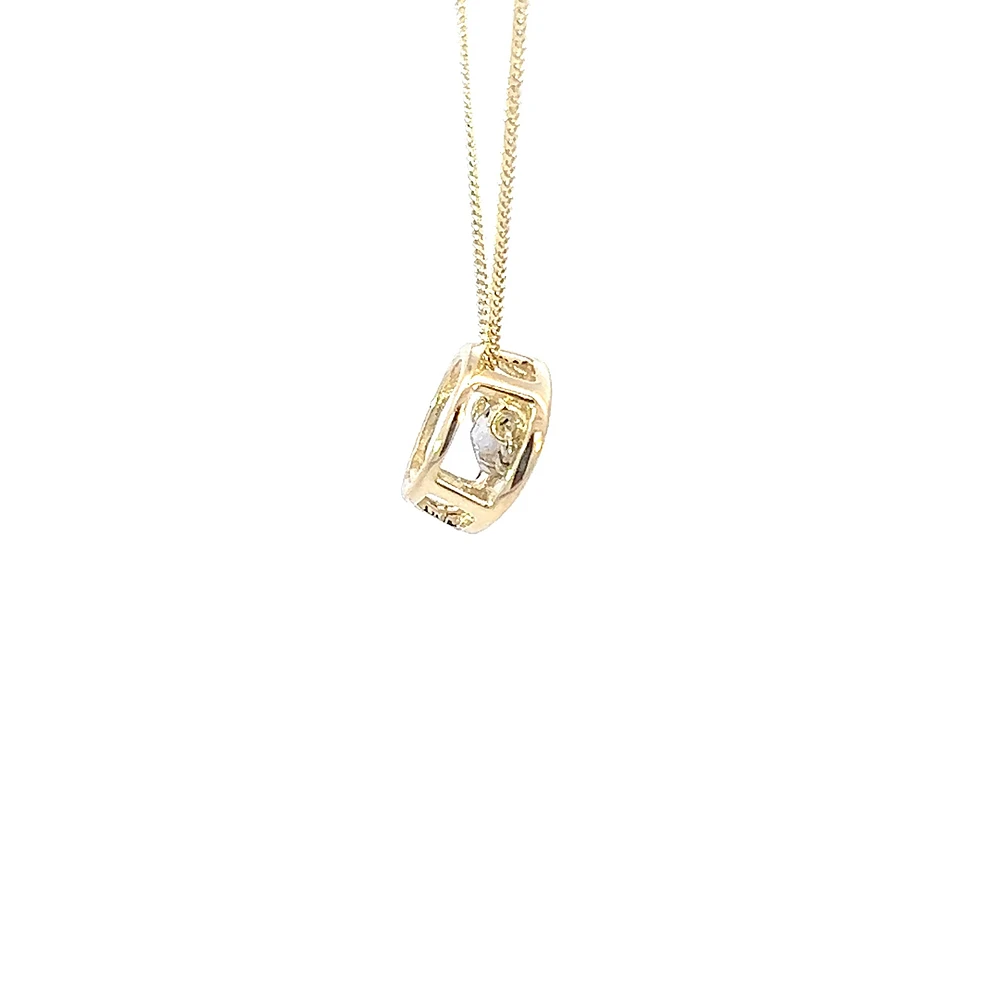 10K Yellow Gold 0.10cttw Diamond Pulse Pendant, 18"