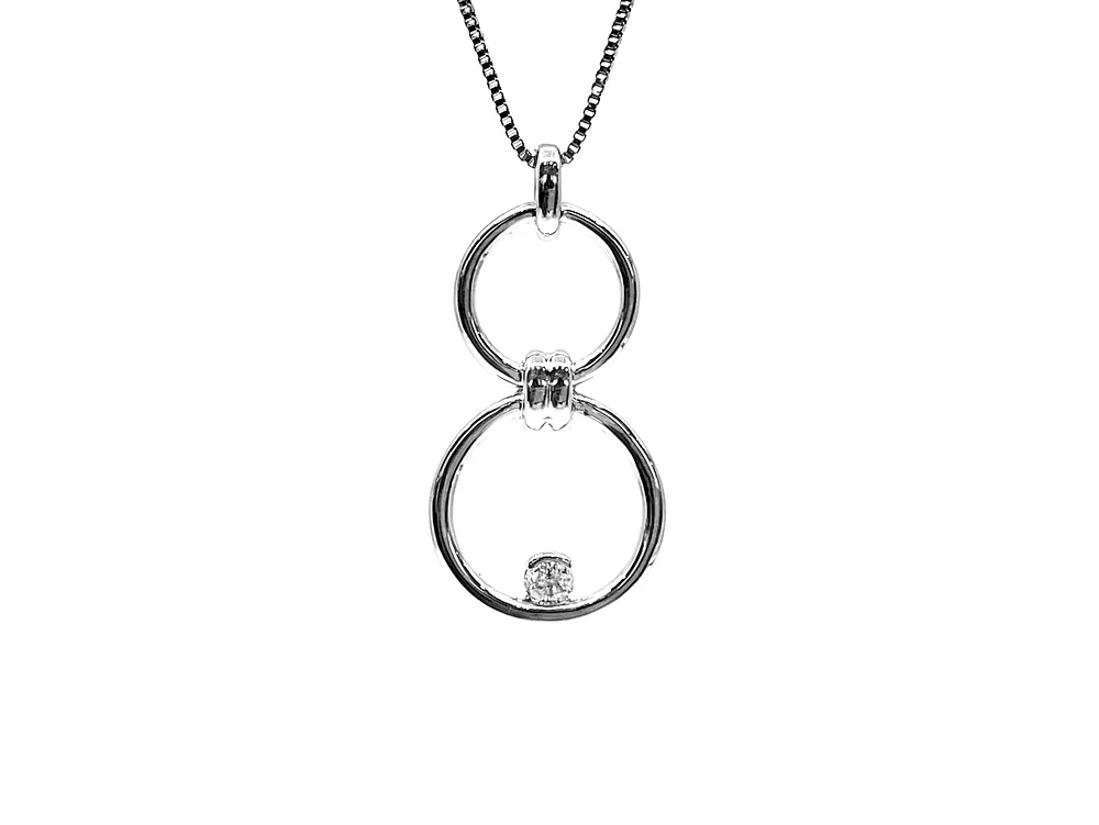 Sterling Silver 0.11cttw Diamond Double Infinity / Circle Necklace, 18"