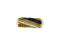 10K Yellow Gold Sapphire and 0.10cttw Diamond Ring - /