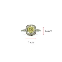 14K White Gold 1.33cttw Fancy Yellow and White Diamond Halo Engagement Ring, size 6
