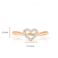 10K Rose Gold 0.05cttw Diamond Heart Ring, Size 6.5