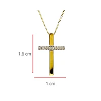 10K Yellow Gold 0.02cttw Diamond Cross Pendant, 18"