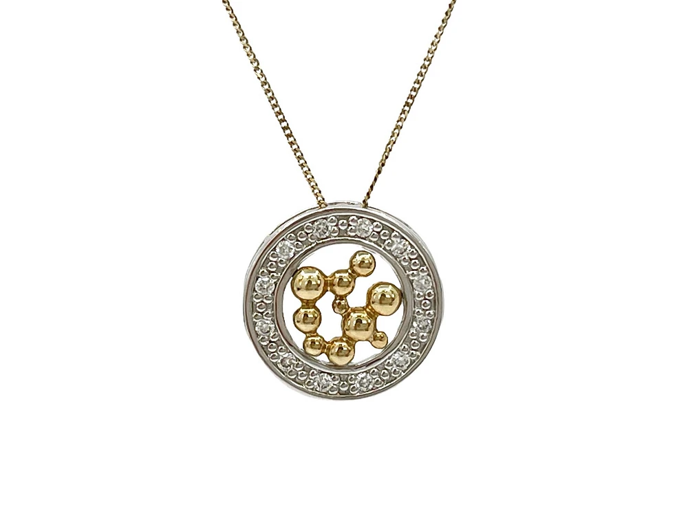 10K White & Yellow Gold 0.12cttw Diamond Pendant, 18"