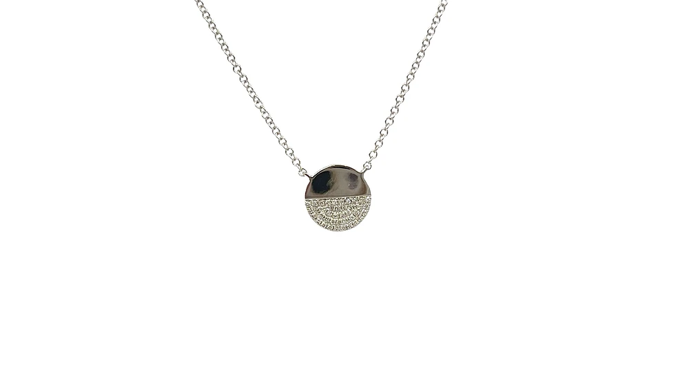 14K White Gold 0.08cttw Diamond Pendant, 18"