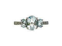 10K White Gold 1.40cttw Genuine Aquamarine and 0.04cttw Diamond Ring, size 7