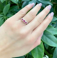14K White Gold 0.45cttw Genuine Ruby Ring and 0.18cttw Diamond Ring, size 7